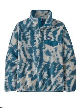 Patagonia Teal & Cream Tie-Dye Synchilla Snap-T Pullover